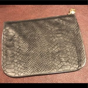 Velvet Alligator Embossed Gray Pouch